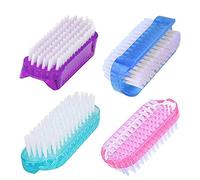 4 Pcs Double Sided Nail Brush for Every Day Use - 2 different kinds of Nail Brushes with Plastic Handle For Cleaning Nails - Easy to Use Brushes - Nail Cleaning Scrubbing Brush for Hands Feet Nails