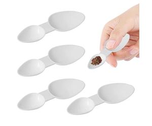 4 PCS Double Sided Spoon, 5ml/2.5ml Reusable Medicine Spoons, White Plastic Milk Powder Spoons Cereal Spoon Kitchen Cooking Spoon for Tea Medicine Coffee Powder Washing Powder