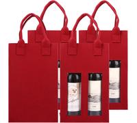 4 Pcs Double Wine Bag with Window, Felt Bottle Gift Bag with Handle, Red Wine B