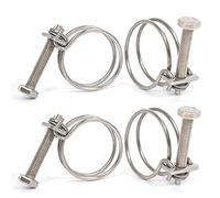 4 Pcs Double Wire Hose Clips Adjustable 304 Stainless Steel Hose Clamps Pond Hose Joint to Fit for 30-34mm/ 1.18-1.34 inch Pipe