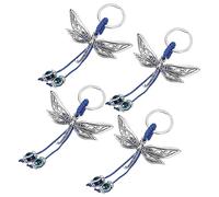 4 Pcs Dragonfly Keyring,Turkish Evil Eye Keyring, Alloy Vintage Lucky Charm Bag Pendant Keychain Birthday Gift for Women Men Girl Kid Backpack Handbag Car Key