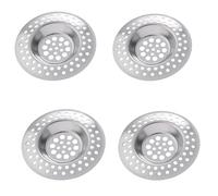 4 PCS Drain Cover Set - Metal Sink Strainers in 3 Sizes for Kitchen, Shower & Bath - Splash Guard & Sink Plug Filter - Durable Hair Catcher for Clog-Free Drains