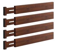 4 PCS Drawer Divider, 17"-22" Adjustable Bamboo Drawer Dividers Organizers, Expandable Separators for Kitchen, Clothes, Dressers, Home, Office, Mocha