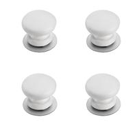 4 Pcs Drawer Knobs Modern Self-Adhesive Wood Cabinet Knobs Self Stick No-Drill Wardrobe Door Knobs Cupboard Knobs Stick on Furniture Dresser Handles for Children,Bathroom (White)