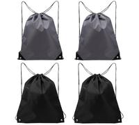 4 Pcs Drawstring Backpacks Large Capacity Gym Bags with Pocket Polyester Cloth Sports String Bags for Men Women Outdoor Hiking Camping School Shopping