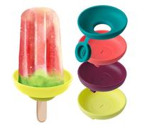 4 Pcs Drip Free Popsicle Holders, Ice Lolly Holder Drip Catcher, Food Grade Silicone Ice Pop Holder, No Drip Popsicle Holder for Kids, Colorful Reusable Ice Cream Cone Holders for Summer Pool Party