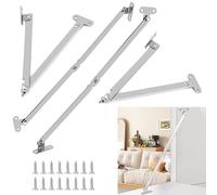 4 Pcs Drop Down Hinges, Cabinet Lid Stay Folding Hinges, 180 Degree Lid Support Flap HingesSoft Close Furniture Kitchen Cabinet Cupboard Wardrobe Door Hinge, with Screws