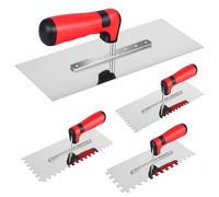 4 Pcs Drywall Skimming Blade Smoothing Spatula Plastering Wall Plastering Tools, High Grade Drywall Skimming Blade Soft-Grip Notched Floor/Wall Tile Trowel for Applying Adhesive (6+8+10mm Notch)