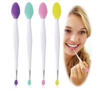 4 PCS Dual-Ended Lip Scrub Brush Set, Gentle Lip Scrubber Exfoliator & Mask Applicator, Reusable Silicone Tool for Smooth Care and Pore Cleaning, Fit Men Women (Multicolor)