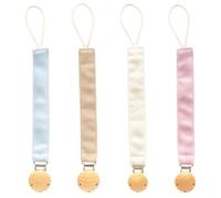 4 Pcs Dummy Clip, Dummy Clips, Bibs Dummy Clip, Pacifier Holder with Secure Hold, Silicone Soother Clips for Boys and Girls, Dummy Holder with Adjustable Length