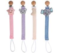 4 PCS Dummy Clips, Polyester Dummy Clip for Baby, Mam Dummies Soother Chain Holder Clips, Teething Toys for Unisex Boys Girls Baby