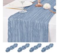4 Pcs Dusty Blue Cheesecloth Table Runner, 21x120 inch Blue Table Runner Rustic Gauze Romantic Long Sheer Fabric 10Ft Cheese Cloth Table Runners for Wedding Party Bridal Baby Shower