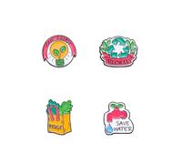 4 PCS Earth Day Recycle Brooch PinsRecycle Reuse Save Energy & Water Lapel Pin Protecting the Environment Badges for Hats Backpacks Badges Jackets Clothing Decoration Accessories