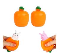 4 PCS Easter Bunny Squeeze Toys, Bunny & Carrot Easter Fidget Toy, Cute Carrot Rabbit Sensory Toys, Easter Party Favor Gifts for Children Easter Basket Stuffers (2pcs)