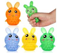 4 Pcs Easter Bunny Stress Balls, Happy Easter Gifts for Kids, Rabbit Squeeze Toys, Funny Bunny Balls (Orange, Yellow, Blue, Green)