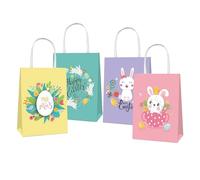 4 Pcs Easter Gift Bags with Handles, Reusable Easter Bags for Kids, Easter Basket for Egg Hunt, Easter Gift Bag for Sweets & Treats, Easter Baskets for Kids Party Favors,Tote Bag for Chocolate & Candy