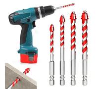 4 Pcs Eccentric Drill Bit Set 4 Edged Serrated, Heavy Duty Masonry Drill Bits Set, Brick Drill Bits Set, Concrete Drill Bits Sets for Metal Wood Tile