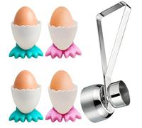 4 PCS Egg Cups, and 1 Egg Opener, Egg Cup, Egg Cup Holders with Dual-End Egg Cracker, Kitchen Tool for Breakfast Preparation and Cooking Activities, Enhances Kitchen Efficiency