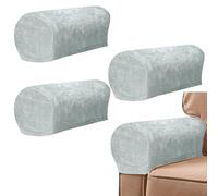 4 Pcs Elastic Armrest Chair Covers, Soft Chenille Sofa Armrest Cover, Couch Arm Caps, Flexible Stretchable Arm Cover for Armchair, Single/Loveseat Sofa (Light grey)
