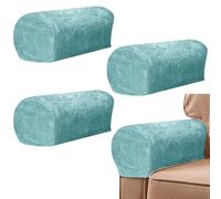 4 Pcs Elastic Armrest Chair Covers, Soft Chenille Sofa Armrest Cover, Couch Arm Caps, Flexible Stretchable Arm Cover for Armchair, Single/Loveseat Sofa (Blue)