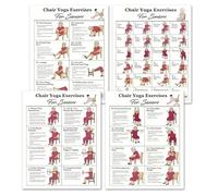 4 PCS Elderly Yoga Poses Poster, Chair Yoga Exercise Posters, Weight Loss Chart, Comfortable Seated Workout Guide Wall Charts, Easy to Follow Senior Fitness Poses for Home Use, Gift for Older Adults
