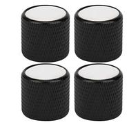 4 Pcs Electric Bass Knob Dome, Metal Tone Volume Control Knobs with High - End Shell Inlay for Electric Guitar and Bass, Durable Anti - Rust Replacement Parts (Black)