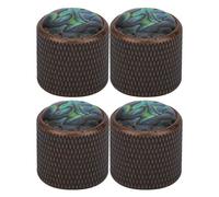 4 Pcs Electric Bass Knob Dome, Metal Tone Volume Control Knobs with High - End Shell Inlay for Electric Guitar and Bass, Durable Anti - Rust Replacement Parts (Bronze)