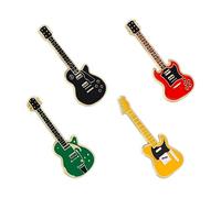 4 Pcs Electric Guitar Brooch Pins Set Cute Enamel Musical Instrument Brooches Guitar Brooches Badges Pins for Shirt Sweater Coat Jacket Backpacks, L, Alloy Steel, cubic zirconia