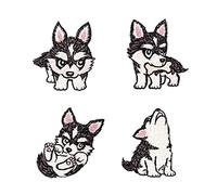 4 PCS Embroidery Applique Patches, Cute Husky Delicate Embroidered Patches, Iron on Patches, Sew on Applique Patch, Cool Patches for Men, Women, Boys, Girls, Kids