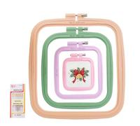 4 Pcs Embroidery Hoops Set - Rectangle & Square Embroidery Frame Kits, Cross Stitch Frame Sewing Tools for Art & Craft with Gold Eye Needles, Multi-Colour