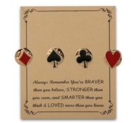 4 Pcs Enamel Playing Card Lapel Pins Playing Cards Brooch Poker Playing Cards Gifts Poker Playing Brooch Poker Aces Lapel Pin (peach blossom card pins)