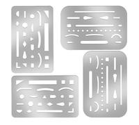 4 PCS Eraser Shield Stainless Steel Drawing Template Shield Drafting Tools Drawing Template Ersatile Metal Eraser Shields Tool for Mechanical Drawing Engineering Design