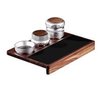 4 PCS Espresso Accessories, Adjustable Height Coffee Tamper with Threaded Base, WDT Tool, Dosing Funnel, Universal Walnut Storage Mat, for 58mm Portafilter
