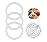 4 PCS Espresso Maker Replacement Parts Gasket Compatible with Bialetti Gasket Espresso Maker Includes 3 Silicone Gaskets and 1 Filter for 6 Cup Stovetop Coffee Makers