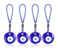 4 Pcs Evil Eye Charm Hanging Pendant Car Ornament, Turkish Glass Evil Eye Decor Amulet Good Luck & Protection for Car, Home, and Office Decor Gift