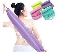 4 Pcs Exfoliating Back Scrubber with Handles,Nylon Back Exfoliator Extended Length Back Washers Stretchable Exfoliating Washcloth Pull Strap Shower Scrubber for Body Cleans Skin Massages