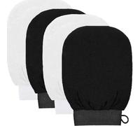 4 PCS Exfoliating Glove, Exfoliation Scrubbing Mitt, Deep Body Exfoliating Glove, Dead Skin Remover, Body Scrub Gloves for Shower, Spa, Keratosis Pilaris(Black, White)