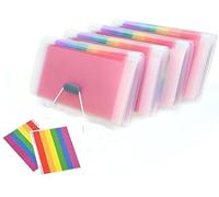 4 PCS Expanding File Folder, A6 Size 13 Pockets,Accordion Files Folder Filing Folders, Plastic Expandable Organizer Wallet Case with Colored Labels Index