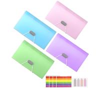 4 Pcs Expanding File Organisers, A6 Size Portable Accordion Folder with 13 Pockets, Filing Boxes Document Organiser, Plastic Wallets Receipt Organiser for Filing Folders & Storage Box 17.8x10.6x3 cm