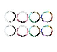 4 Pcs Exquisite Bohemian Beaded Bracelet, Strong Healing Crystal 7 Chakra Bracelets, Multi Color Textured Beaded Bracelets, Elegant Bohemian Colorblock Crystal Bracelet Gifts for Women Mom (2set)
