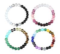 4 Pcs Exquisite Bohemian Beaded Bracelet, Strong Healing Crystal 7 Chakra Bracelets, Multi Color Textured Beaded Bracelets, Elegant Bohemian Colorblock Crystal Bracelet Gifts for Women Mom (1set)