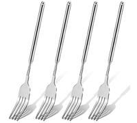 4 PCS Extendable Fork Set, Long Forks, Extended Stainless Steel Telescopic Forks for BBQ, Dinner, Dessert, Sausages, Hot Dogs, 9" to 25.2" Silver