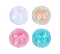 4 Pcs Extra Large Dusting Powder Puff Reusable Oversized Body Powder Puff Big Round Fluffy Powder Puff Make up Loose Powder Puff Washable Wet Dry Makeup Powder Puff with Ribbon Bow Handle Multi Color
