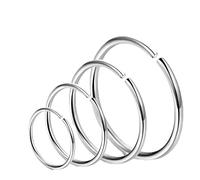 4 Pcs Extra Thin Nose Rings - 6/8/10/12mm Tiny Stainless Steel Nose Hoops for Nostril, Septum & Lip Piercing - Super-Snug Small Hoop Earrings for Women & Men - Hypoallergenic, Comfortable, Silver