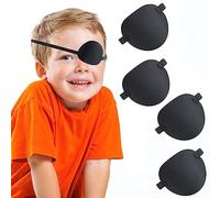 4 Pcs Eye Patch for Adults and Children - Black With Adjustable Buckle for Left or Right Eyes - Amblyopia Treatment or Pirate Costume