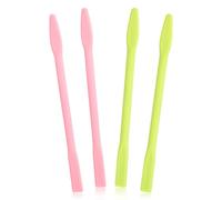 4 Pcs Eyebrow Sticks, Silicone Stir Sticks Non-stick Spatulas Reusable Hair Removal Stick Applicator Hard Stick for Home Salon Body Use (Pink, Green)