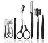 4 Pcs Eyebrow Trimming Kit Eyebrow Grooming Set with Tweezers Scissors Eyebrow Razor and Eyebrow Brush for Women and Men