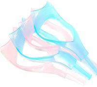 4 Pcs Eyelash Card, 3 in 1 Reusable Plastic Mascara Guard Eyelash Brush Curler Lash Comb Makeup Cosmetic Tools for Women (Pink,Blue)