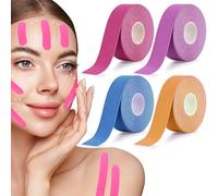 4 Pcs Face Tape for Wrinkles, 2.5cm x 5m Face Lifting Tape, Anti Wrinkle Patches, Forehead Neck Lift Tape, Non-Invasive Wrinkle Remove, Multifunctional High Elasticity Beauty Patch for Skin Tightening