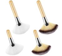 4 Pcs Facial Fan Brush, Esthetician Fluffy Fan Brushes Face Soft Bristle Highlighting Blush with Long and Short Handle for Women Girls Loose Powder Blush, Portable Cosmetic Tools